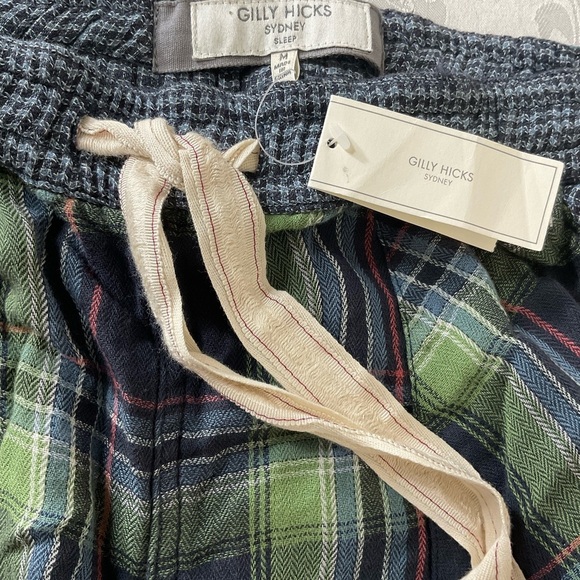 Gilly Hicks Sleep Pants Role Cuff Women Size Medium Green Plaid New With Tags - Picture 8 of 9